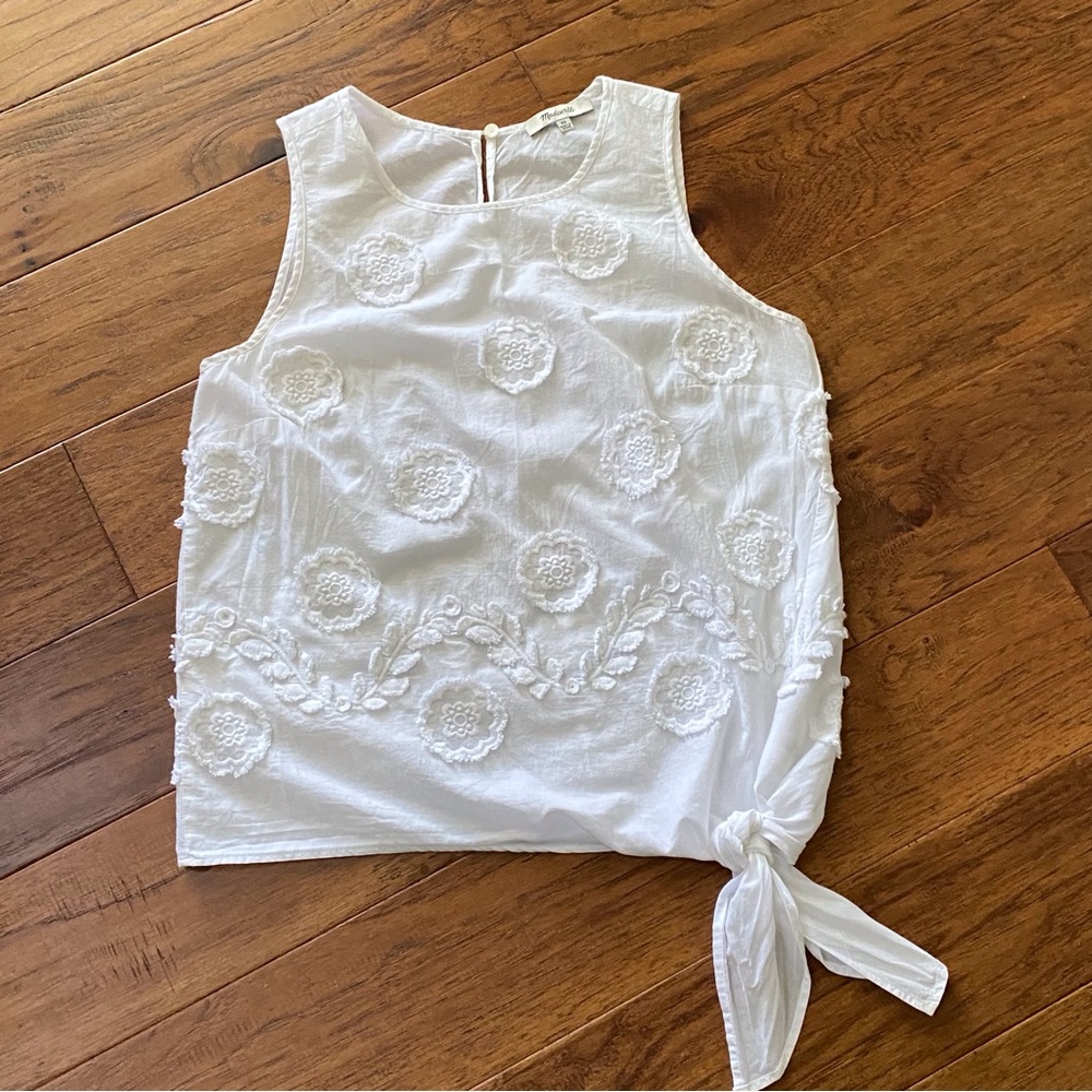 Madewell White Embroidered Summer Top XS